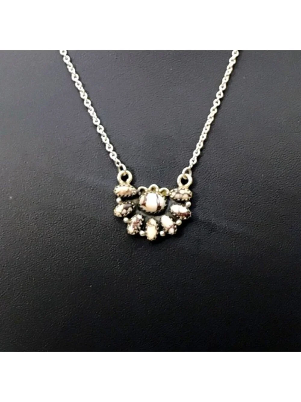 Southwest Sterling Silver Wild Horse Jasper Cluster Pendant Necklace